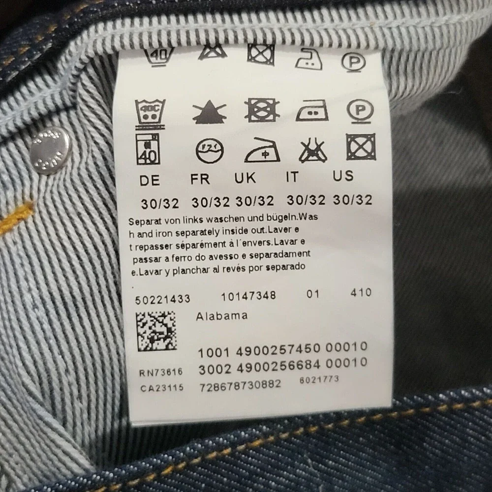 Hugo Boss Jeans Mens 30x28 Blue Alabama Dark Relaxed Straight Designer Tag 30x32